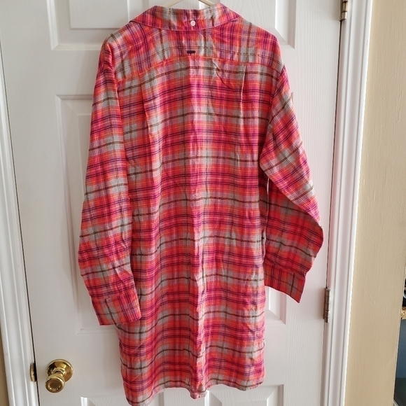 DKNY Pink Print Plaid Nightshirt with pockets size M - Picture 7 of 7